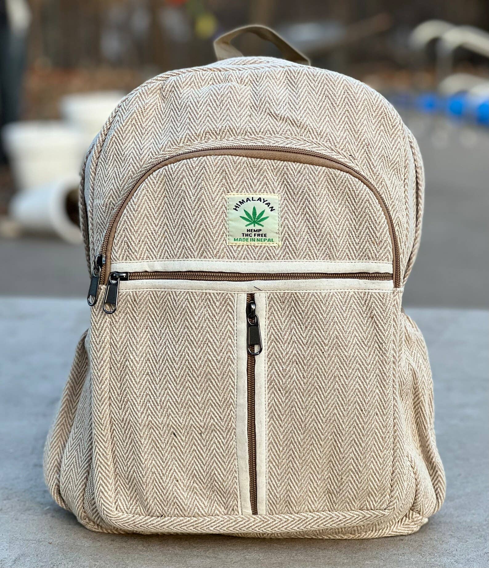 Lungta Imports - Wholesale Backpack - Unisex - Handmade Large Multi Pocket Natural Hemp Nepal Backpack1