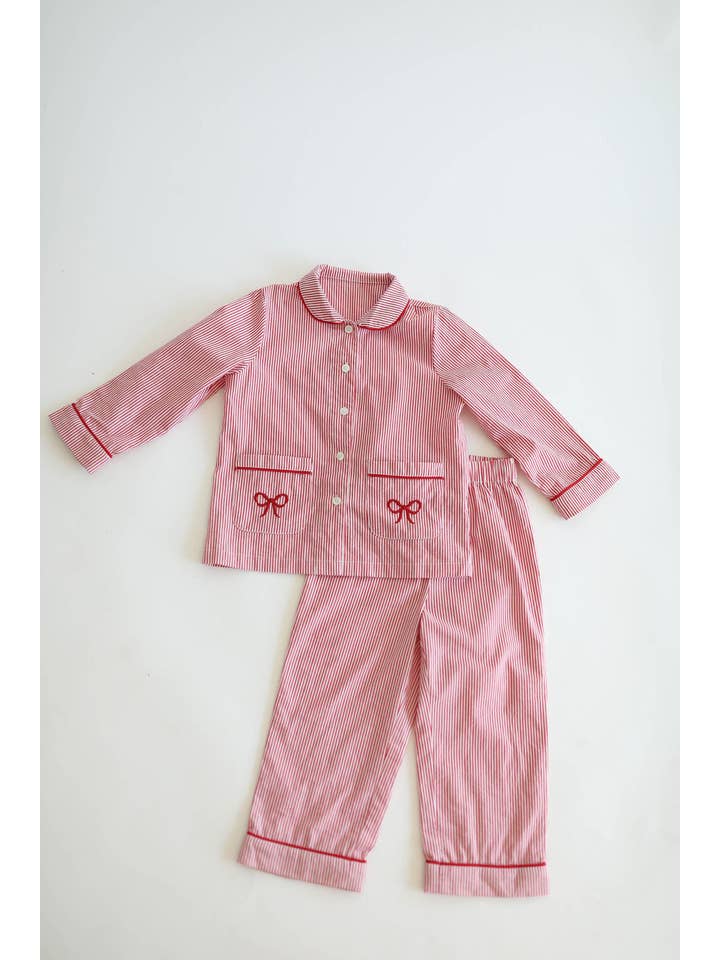 Petite Moss - Wholesale Sleepwear Set - Kids - Joyeux Noël Pajama Set wtih Bow