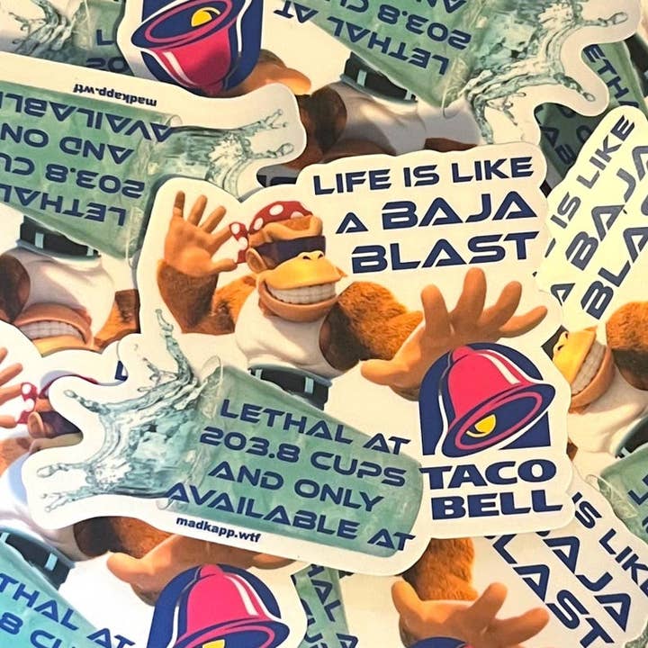 Life is Like A Baja Blast Funny Vinyl Sticker Absurd Memes Parody for Laptops and Waterbottles for wholesale by Madkapp Stuff