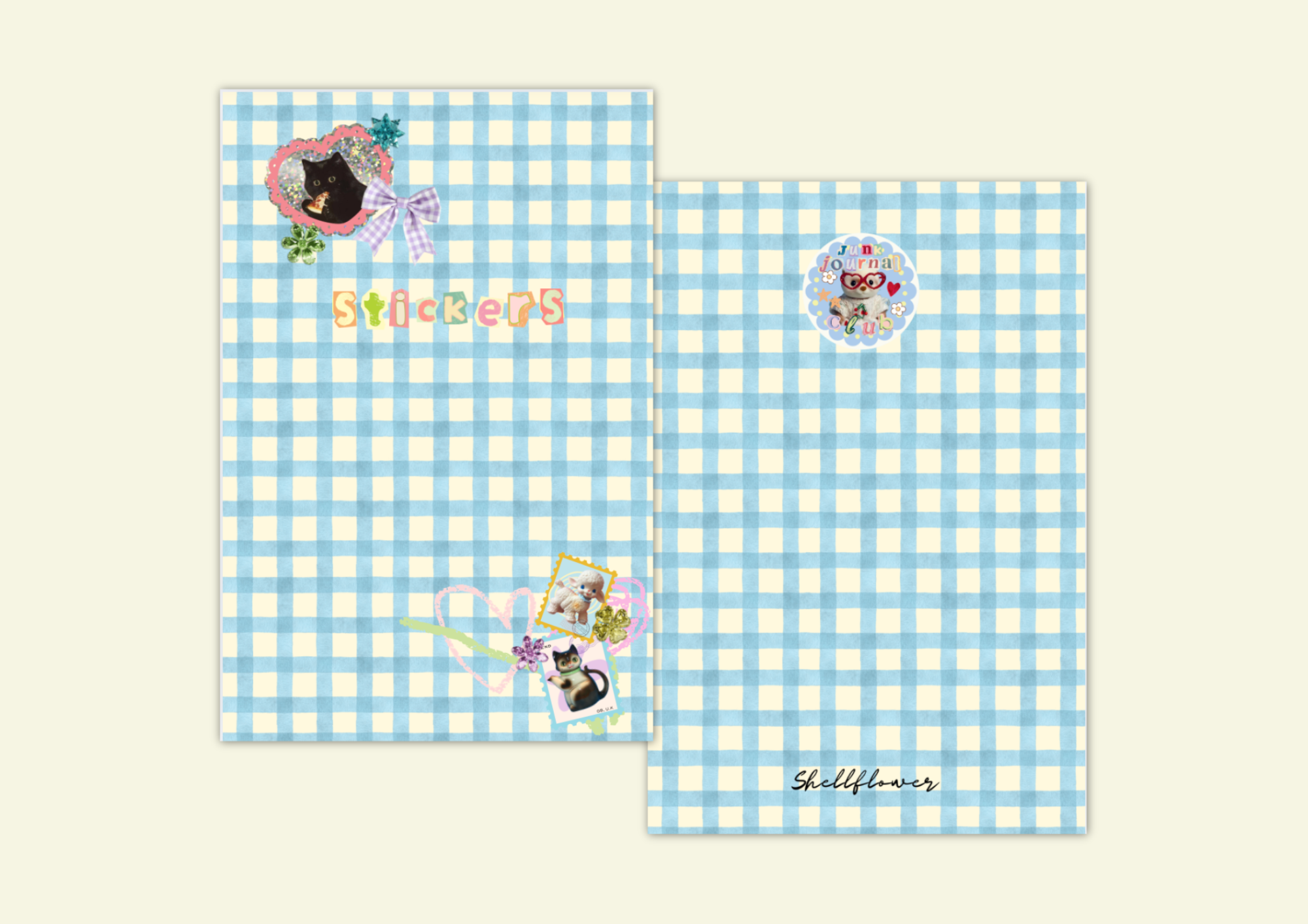 Shellflower – wholesale Notebook – A5 Gingham Sticker Keeper Book0