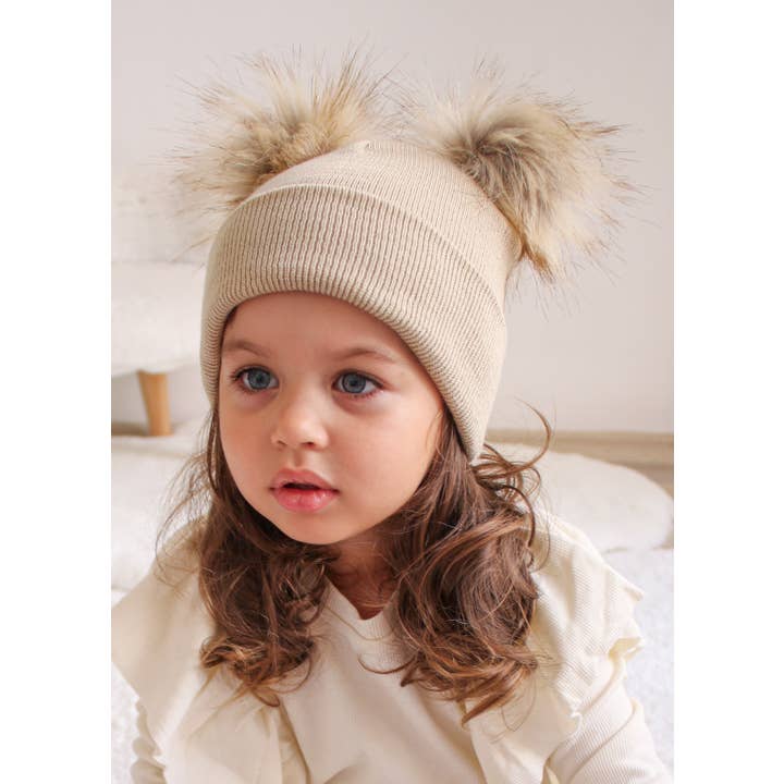 Himmelberg Baby - Wholesale Beanie – Kids - Beige Pom Pom Baby/Kid's Beanie, Newborn to 8 Years, Unisex20