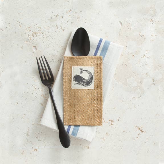 Cutlery Couture - Wholesale Dinner & Cloth Napkin - Whale Patch Coastal - Set of 8
