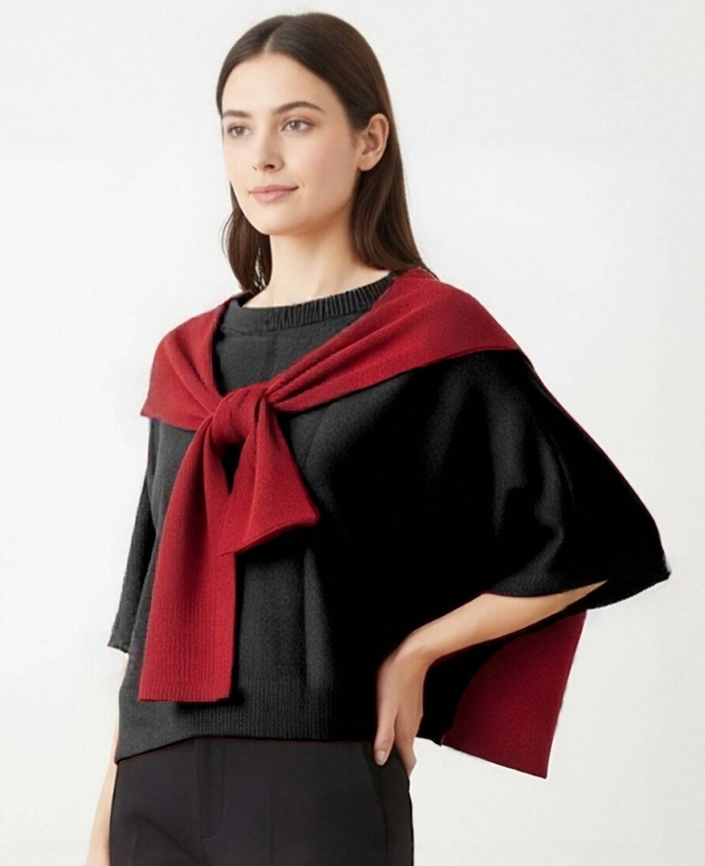 JC Sunny Fashion – wholesale Scarf – Women's – JC063352 Burgundy Stylish Mini Shoulder Cover Tie Front Scarf4