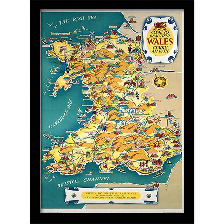 Wales Vintage Map Memorabilia for wholesale by The Art Group