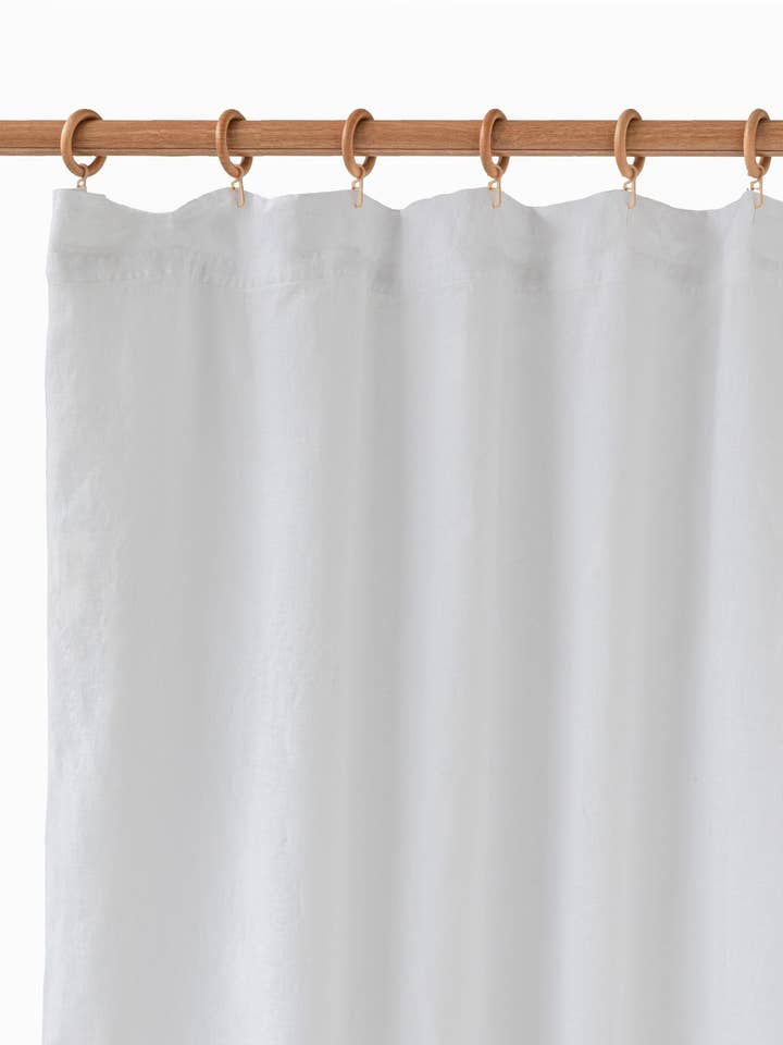 Waterproof linen shower curtain panel (1 pcs) in White for wholesale by MagicLinen (We handle U.S. import procedures for you)