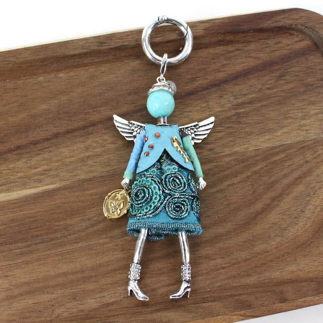 Pretty Persuasions - Wholesale Keychain - Women's - B24127 Stone Adorned French Doll Stainless Steel Keychain3