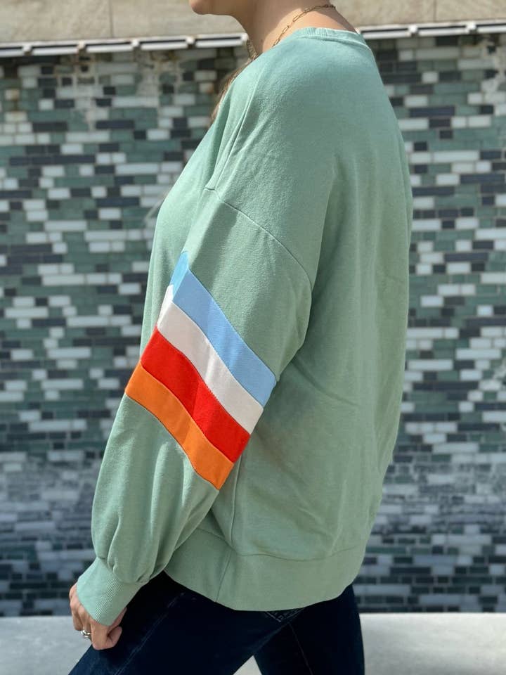 Jade Ella Sweatshirt mit gestreiften Ärmeln für den Großhandel auf Faire3