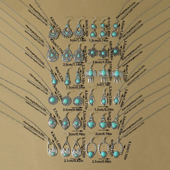 Magia Design - Wholesale Sieradenset - Set van ketting en oorbel in Boheems turkoois9