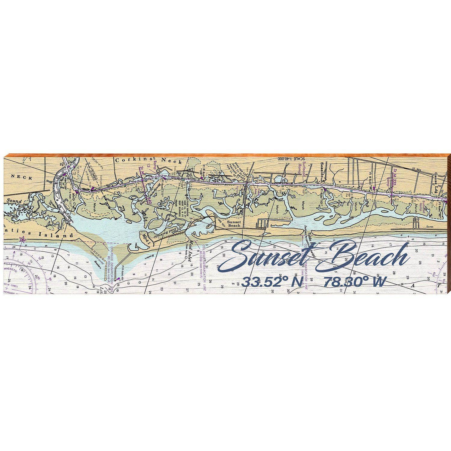 Mill Wood Art – wholesale Konsttryck – Sunset Beach NOAA Chart | Väggkonsttryck på äkta trä0