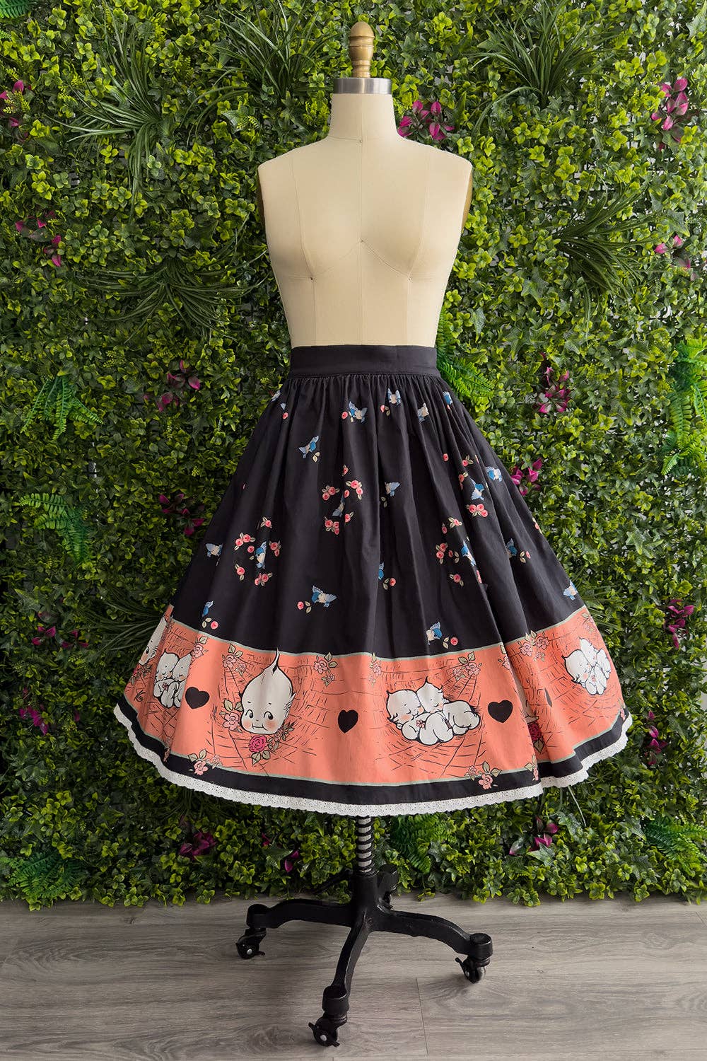 The Oblong Box Shop™ - Wholesale Skirt - Women's - Kewpie® Spiderweb Love Novelty Print Gathered Skirt1