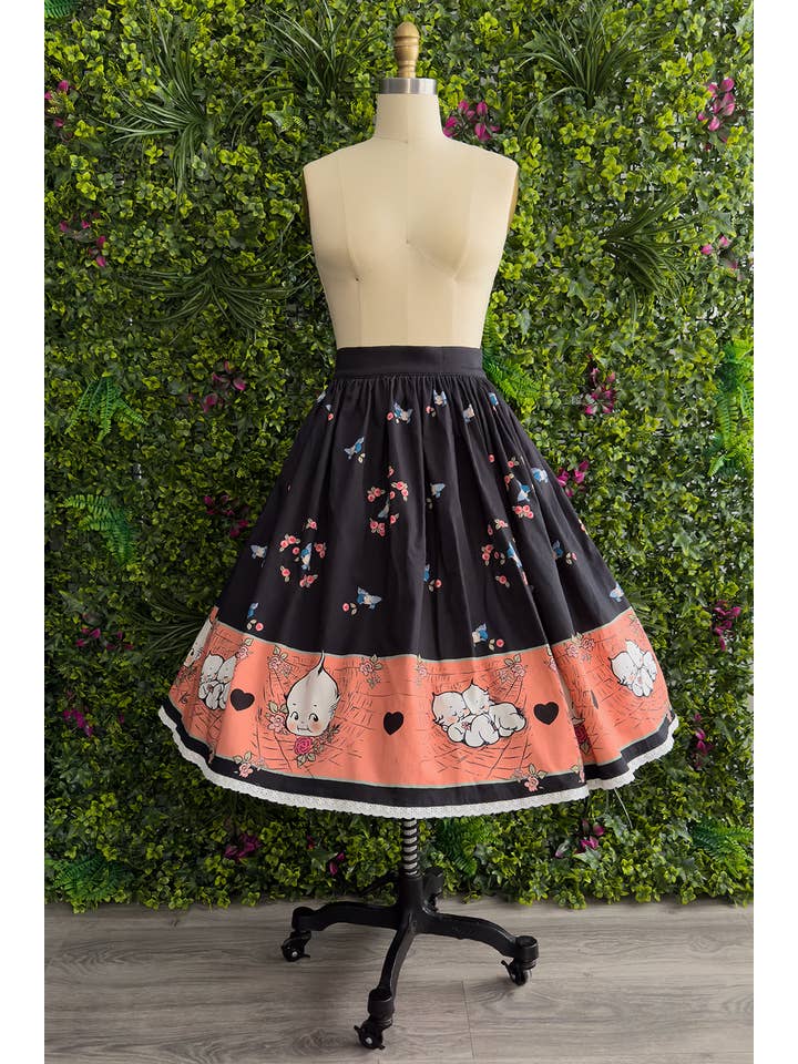 The Oblong Box Shop™ - Wholesale Skirt - Women's - Kewpie® Spiderweb Love Novelty Print Gathered Skirt1