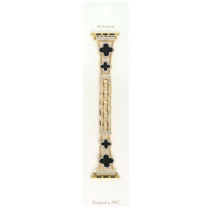 SP Sophia Collection - Wholesale Watch Band/Strap - Unisex - Quatrefoil Rhinestone Pave Apple Watch Chain Band