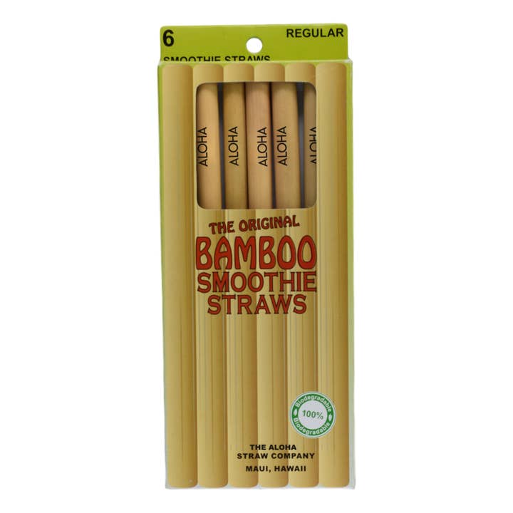 Island Style Clothing Co by Akamai Distribution Ltd - Wholesale Drinking Straw - Bamboo Straw | Aloha Straw Company | 6 Pack | Smoothie Boba