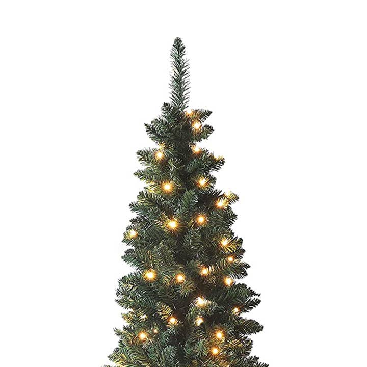 Perfect Holiday - Wholesale Artificial Christmas Tree - 6.5 FT Pencil Pre-lit Warm White Light Christmas Tree