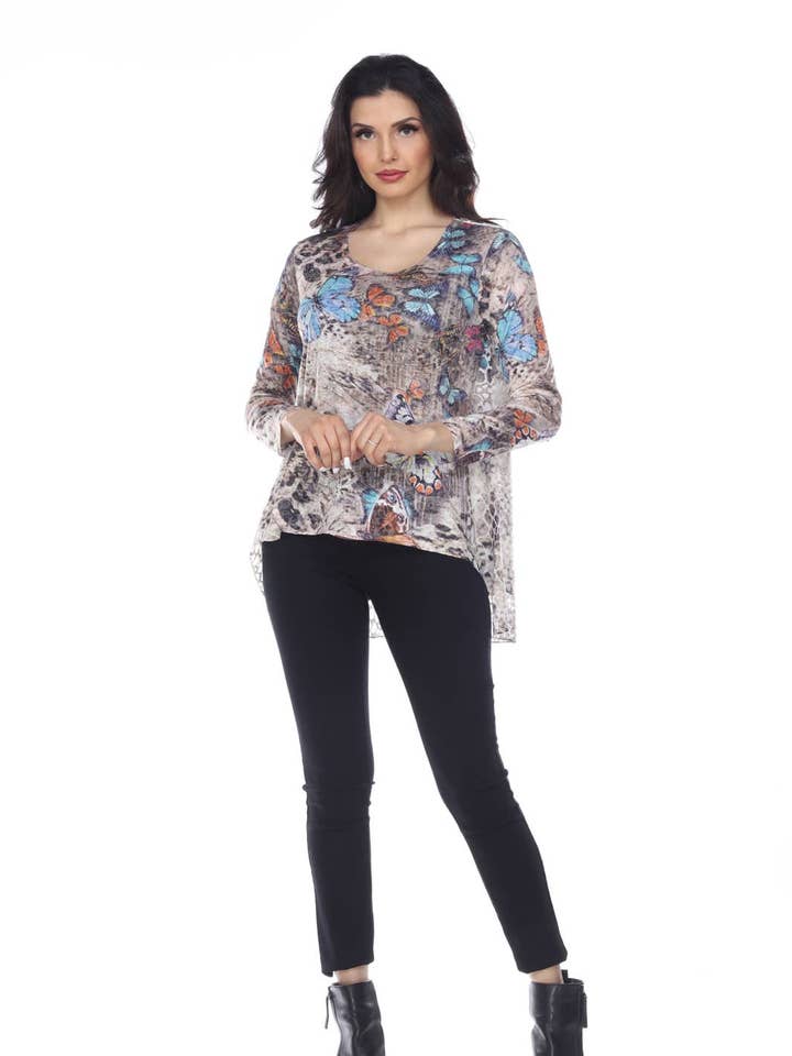 Lady's Knitted 3/4 Sleeve T-shirt (KZ9609) for wholesale by Kamana