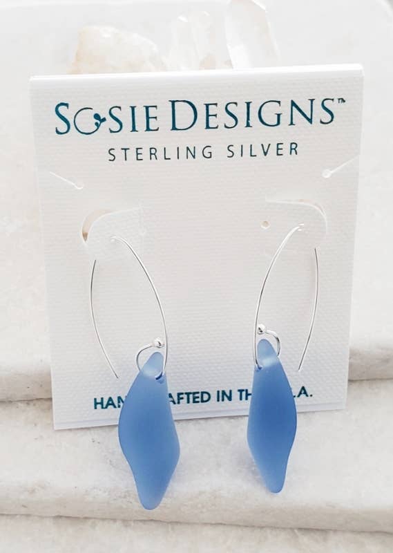 Sosie Designs - Wholesale Dangle Earrings - Eco Sea Glass Marquis Splash Earrings - Sapphire Blue4