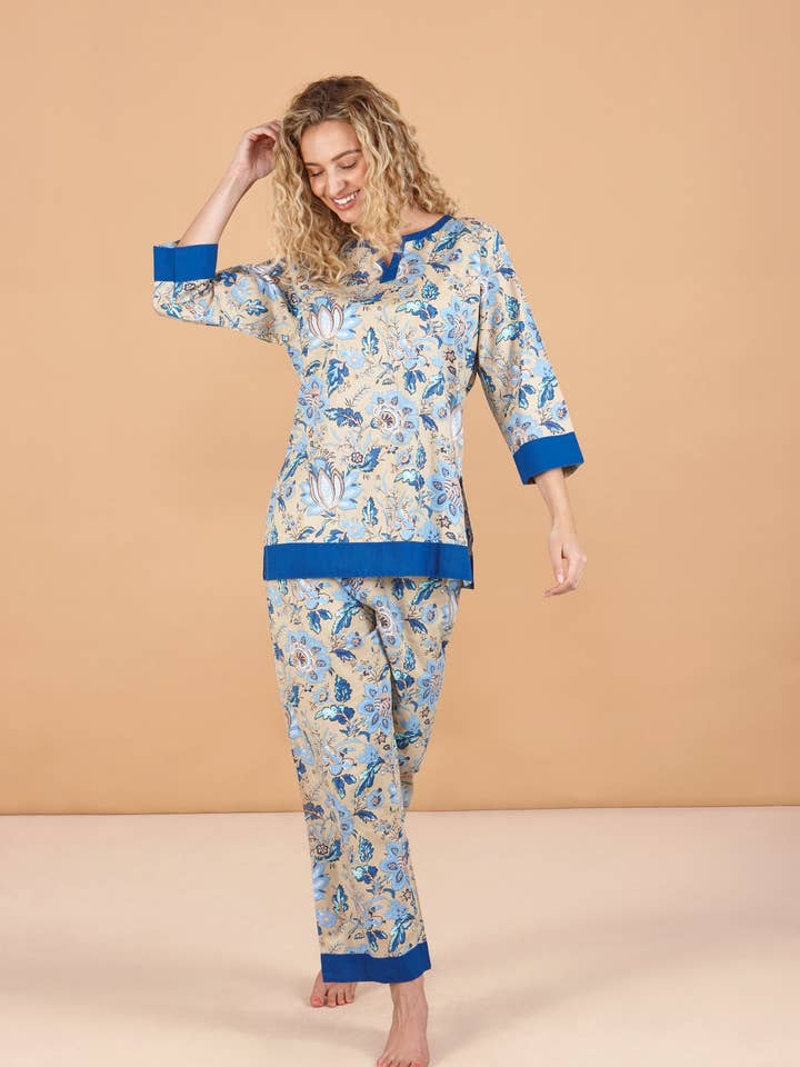 Pijamas de Algodão para Mulher Indigo Lotus por atacado de inara