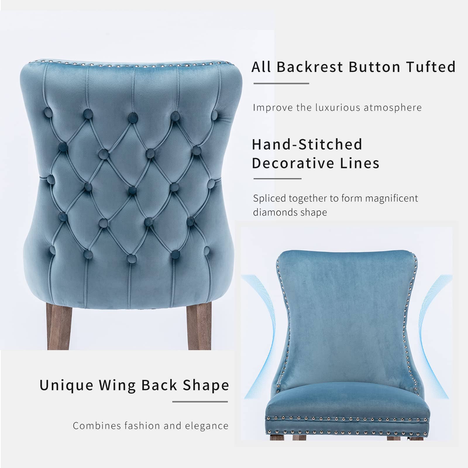 Modern Home Touch – wholesale Chair – Ale Set of 2 Velvet Upholstered Dining Chairs32