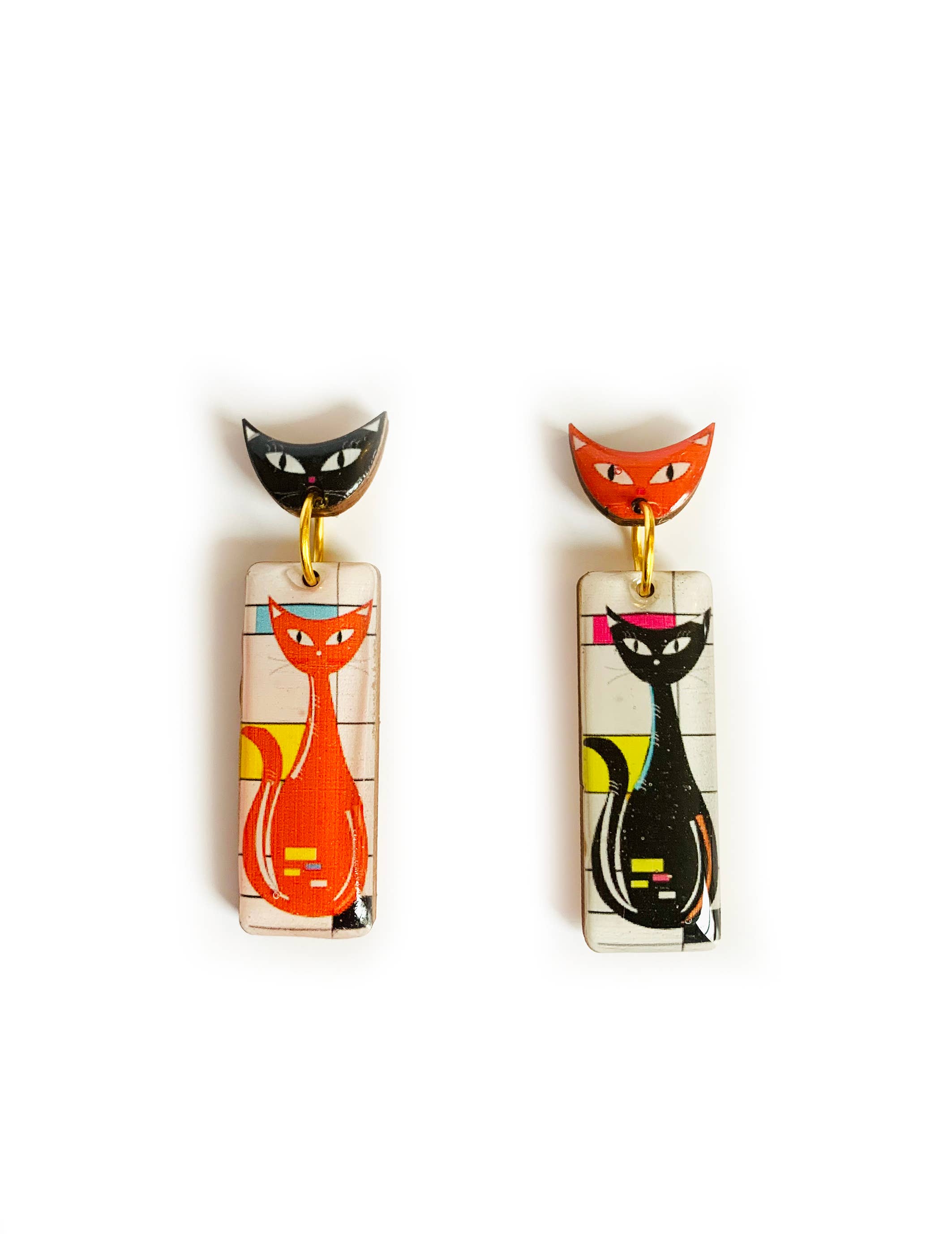 Rosie Rose Parker - Wholesale Dangle Earrings - Atomic cat statement earrings uk jewellery retro earrings