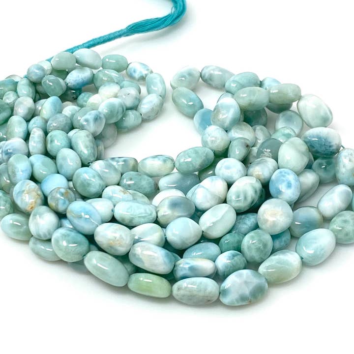 Perle di Larimar, Perle di Cristallo di Guarigione dei Chakra Spirituali, Vere Perle di Larimar della Repubblica Dominicana di Qualità AAA, Forniture per Gioielli, 8-16mm per la vendita all'ingrosso da parte di Akstar Gems