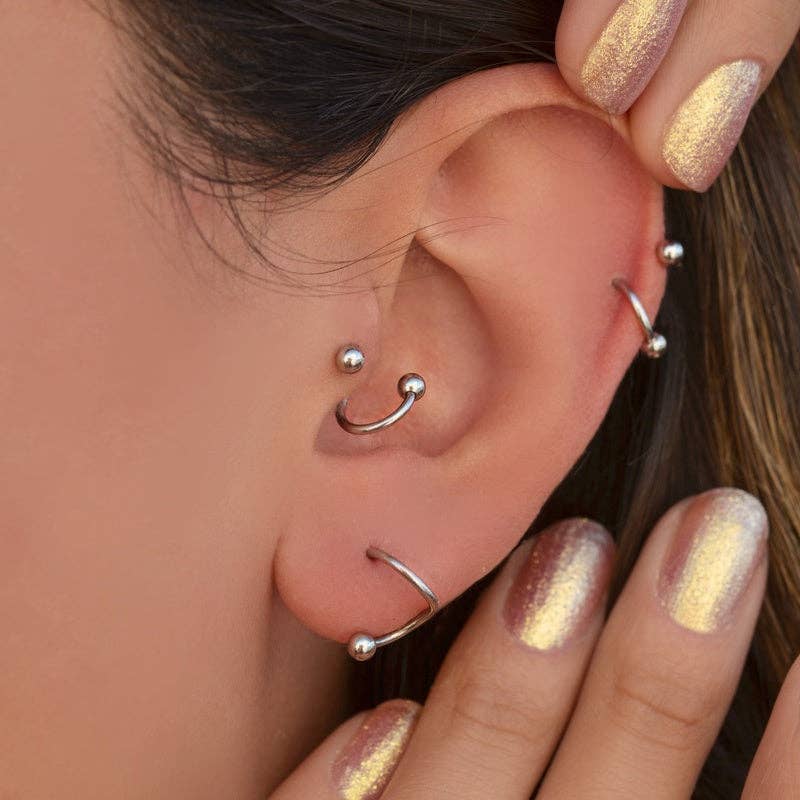 StockJWL - Vendita all'ingrosso Orecchini singoli - Piercing a Spirale Ritorto Piercing a Spirale Orecchini a Spirale in Acciaio Ondulato per Trago, Elica e Cartilagine Oro Argento Nero9