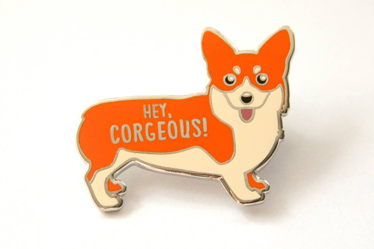 Tiny Bee Cards - Wholesale Lapel Pin/Button - Hey Corgeous Corgi Dog Enamel Pin2