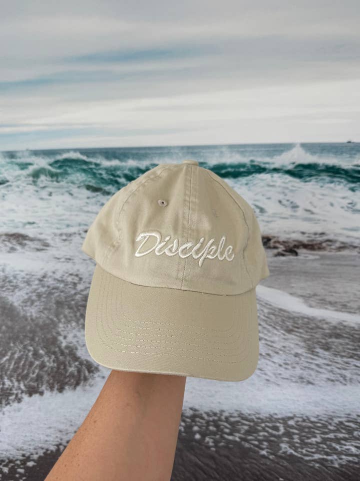 Light Khaki 3D Disciple Dad Cap - Christian Baseball Hat - Modern Faith-Based Apparel - Living in Light for wholesale by Living In Light