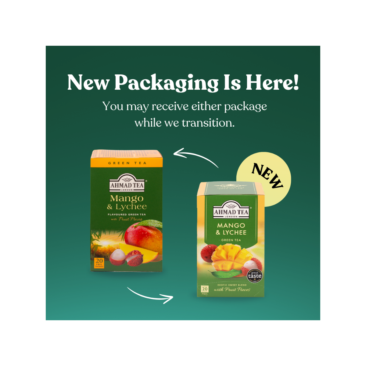 Ahmad Tea - Wholesale Health/Detox Tea - Box of 20 tea bags - Green tea - Mango & Lychee1