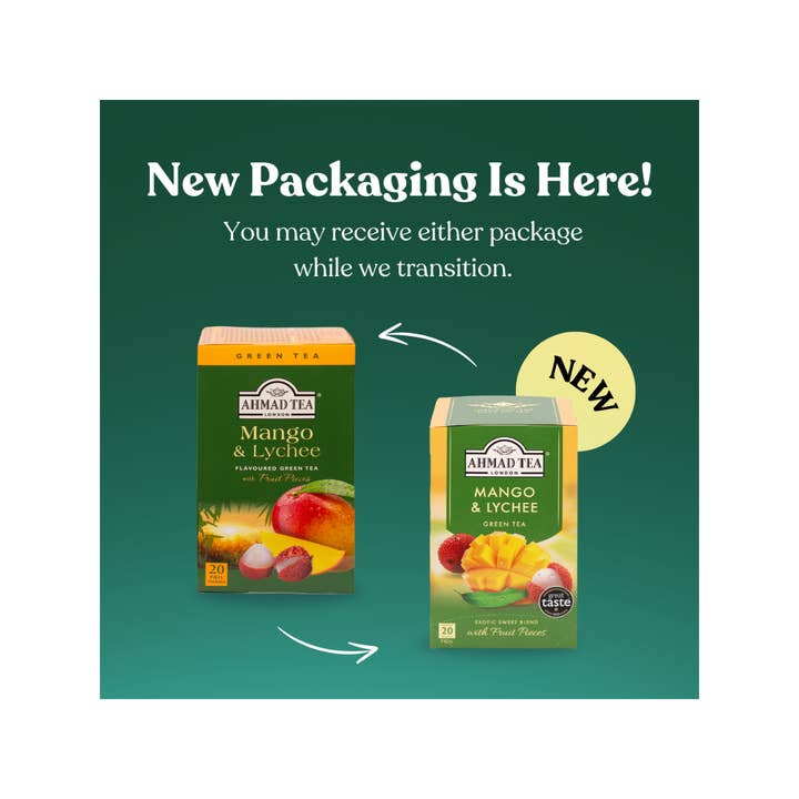 Ahmad Tea - Wholesale Health/Detox Tea - Box of 20 tea bags - Green tea - Mango & Lychee1