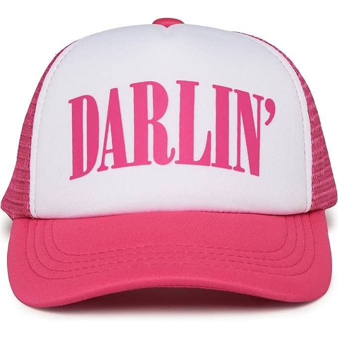 Funky Junque - Wholesale Kids Hat - Kids - Flat Brim Trucker Hat - Darlin' - White/Hot Pink