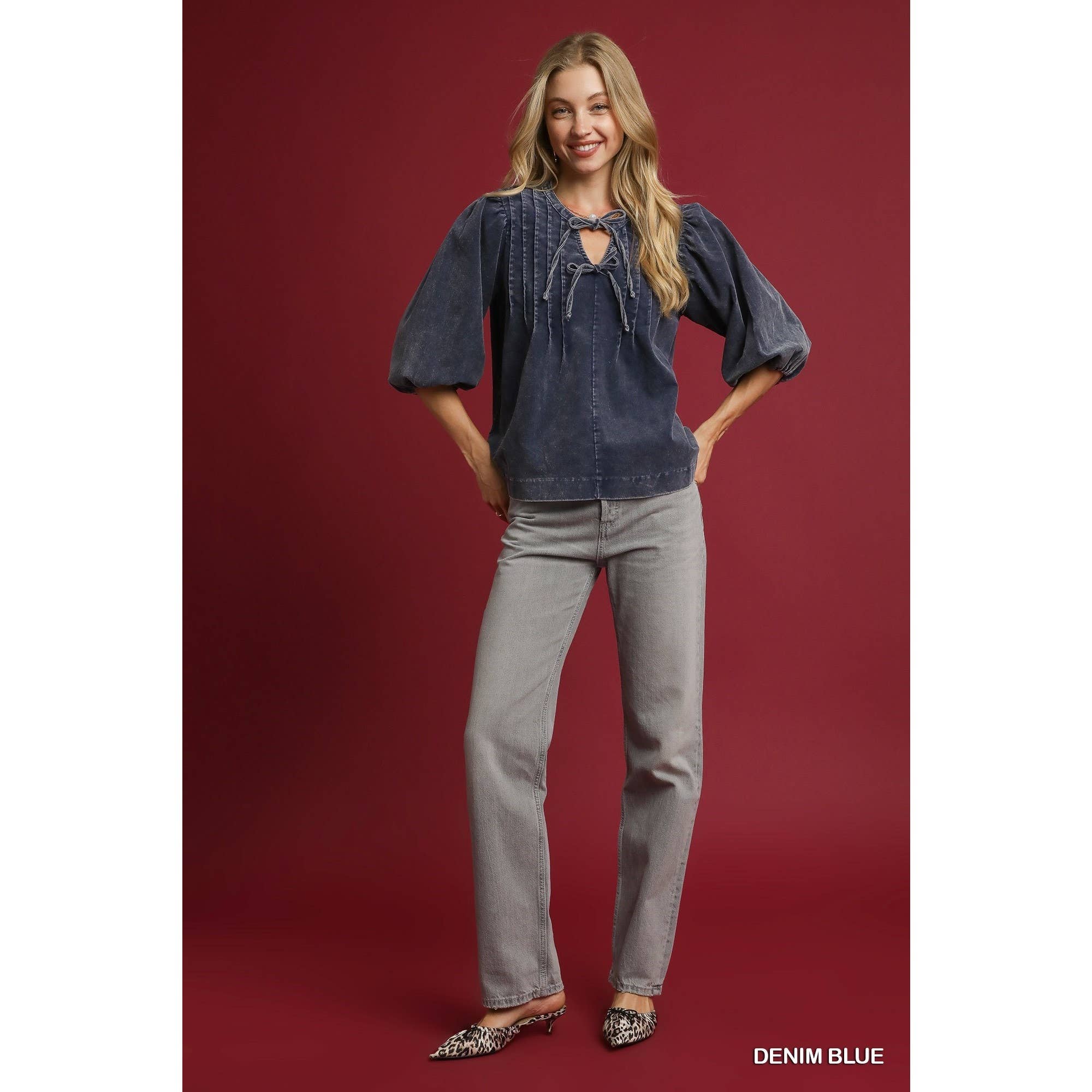 STYLE USA - Wholesale Tuniek - Dames - Corduroy blouse met pofmouwen3