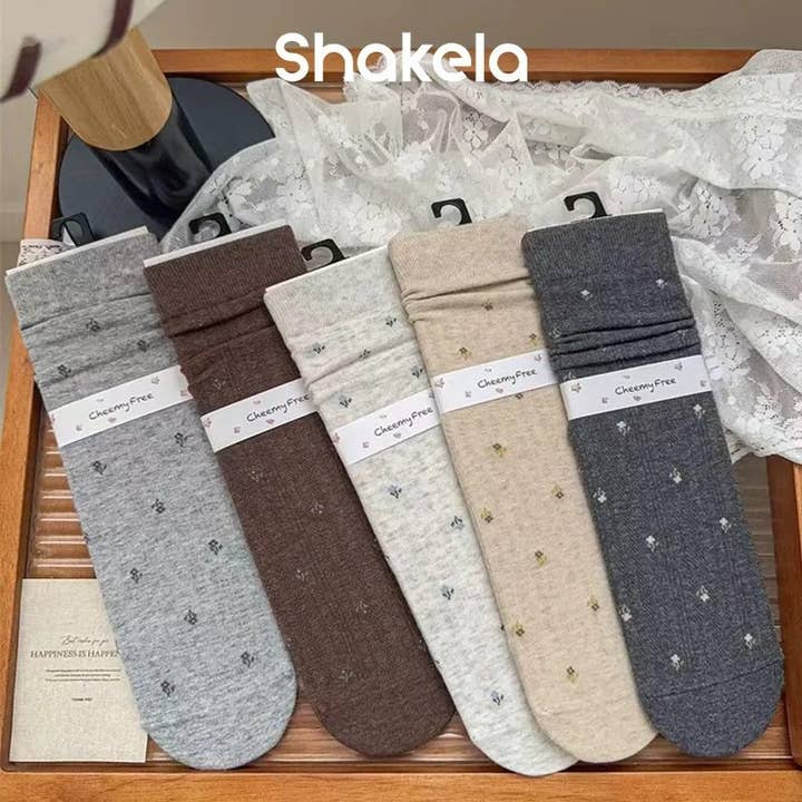 Herbstliche Blumen Retro Crew Socken Damen Gekämmte Baumwolle Nahtlos für den Großhandel von MoodGold