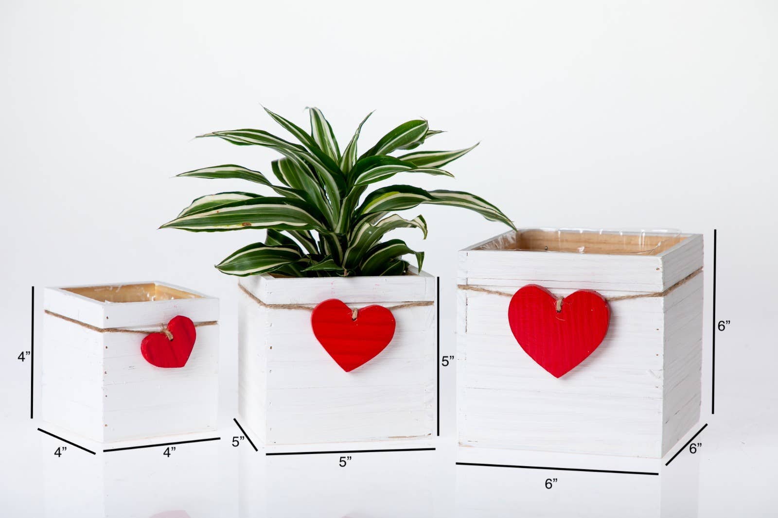 UNIMIX FLORAL - Vente Jardinière - Jardinières en bois/Conteneur - 3 couleurs assorties Cœur Saint-Valentin&Mday9