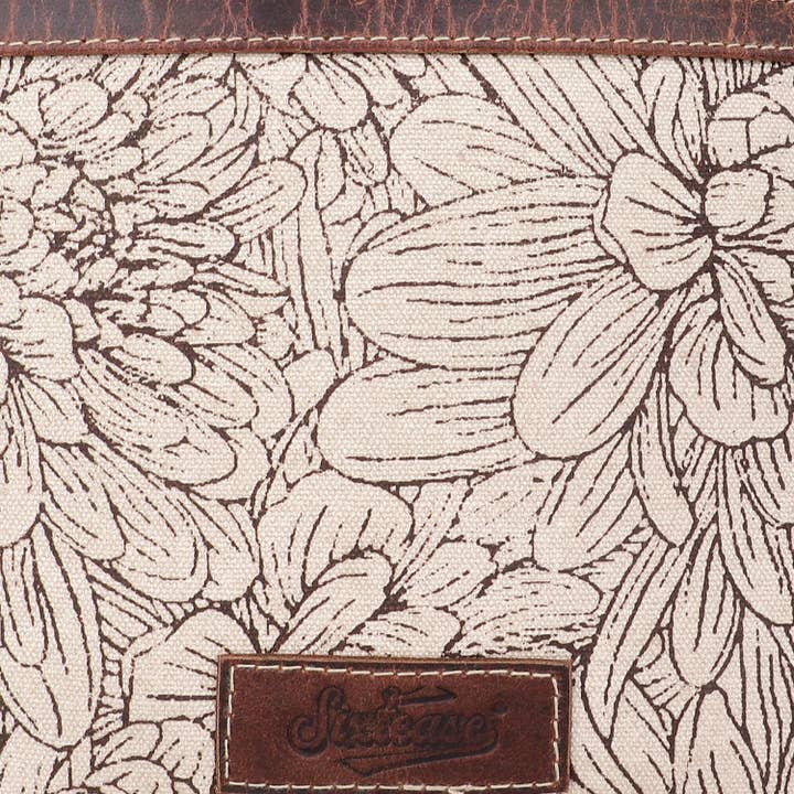 Sixtease Bags USA - Wholesale Crossbody Bag - Women's - Canvas & Leather Women's Crossbody Bag - Linen/Rose Ebony