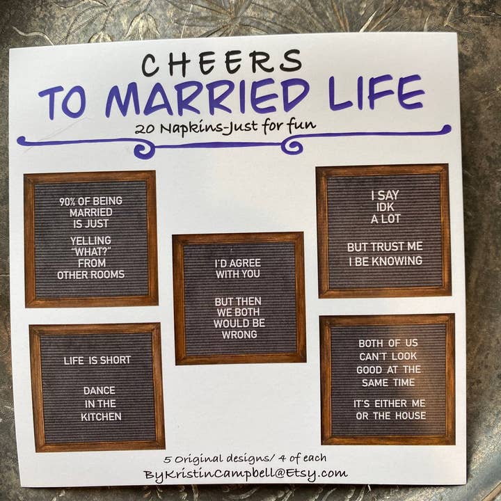 Servetten „Cheers To Married Life” voor wholesale door Something Beautiful
