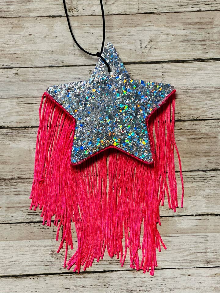 Star w/ neon pink fringe for wholesale by Heavenly Divine Creations