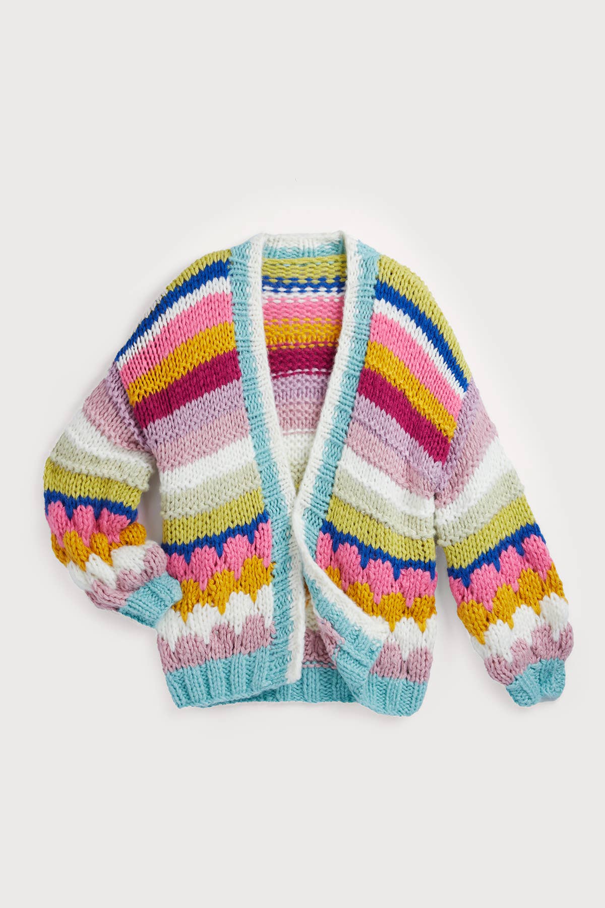 SAACHI - Wholesale Cardigan - Women's - Knitted Rainbow Bubble Stitch Cardigan4