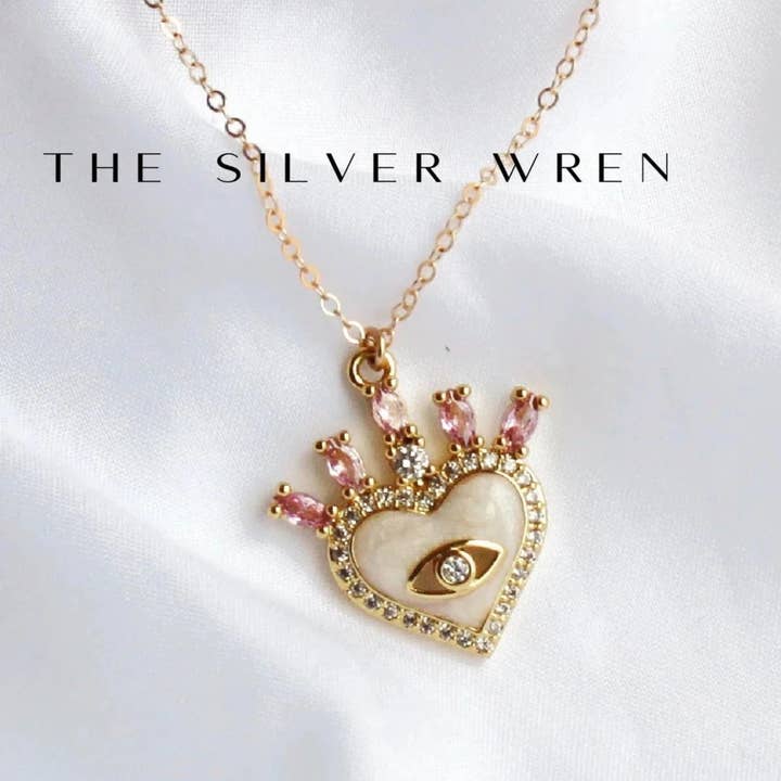 Halskette mit Anhänger des bösen Auges in Rosa für den Großhandel von The Silver Wren