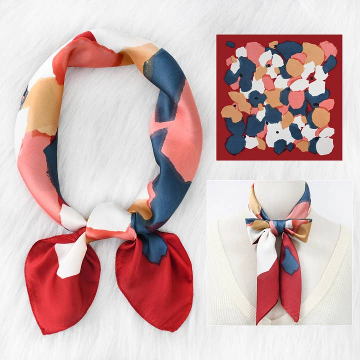 ACCITY - Wholesale Scarf - Women's - 2024 NEW RETRO POLKA DOT COLORBLOCK SQUARE SCARF_CWASC1157