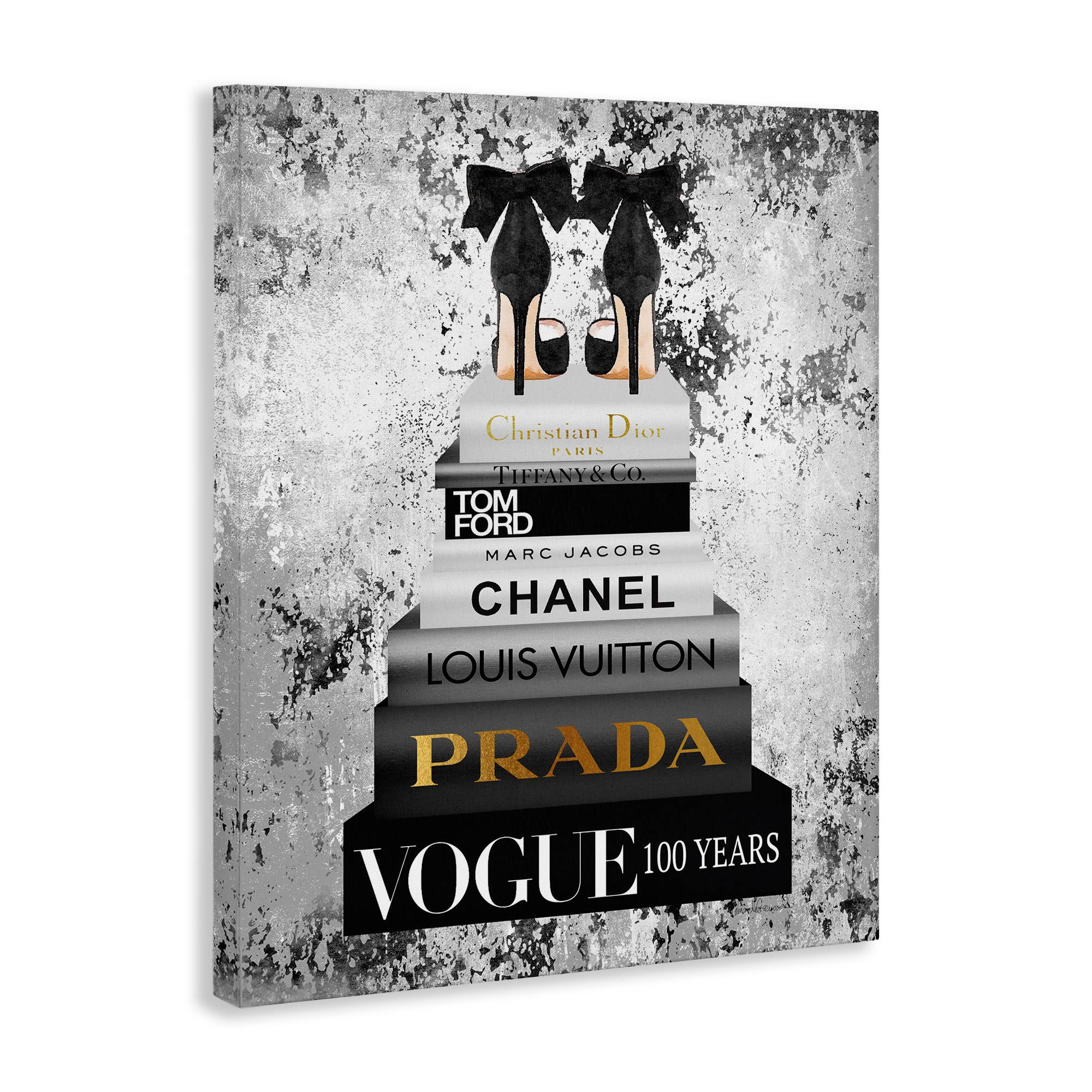 Stupell Industries - Wholesale Wall Decor - Kids & Baby - Fashion Shoes Bookstack Black And White Watercolor Canvas5