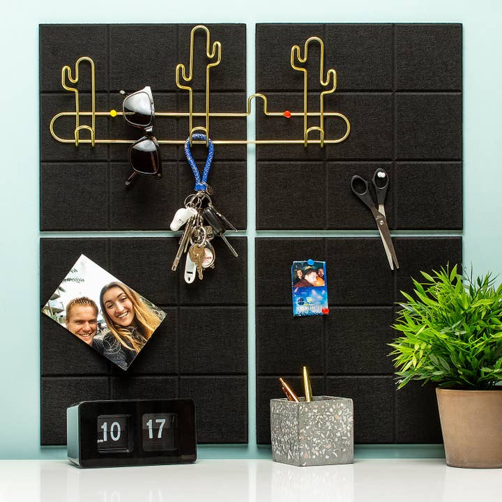 Self-adhesive felt message board (set of 4) - Square/Black for wholesale by Funky Felt