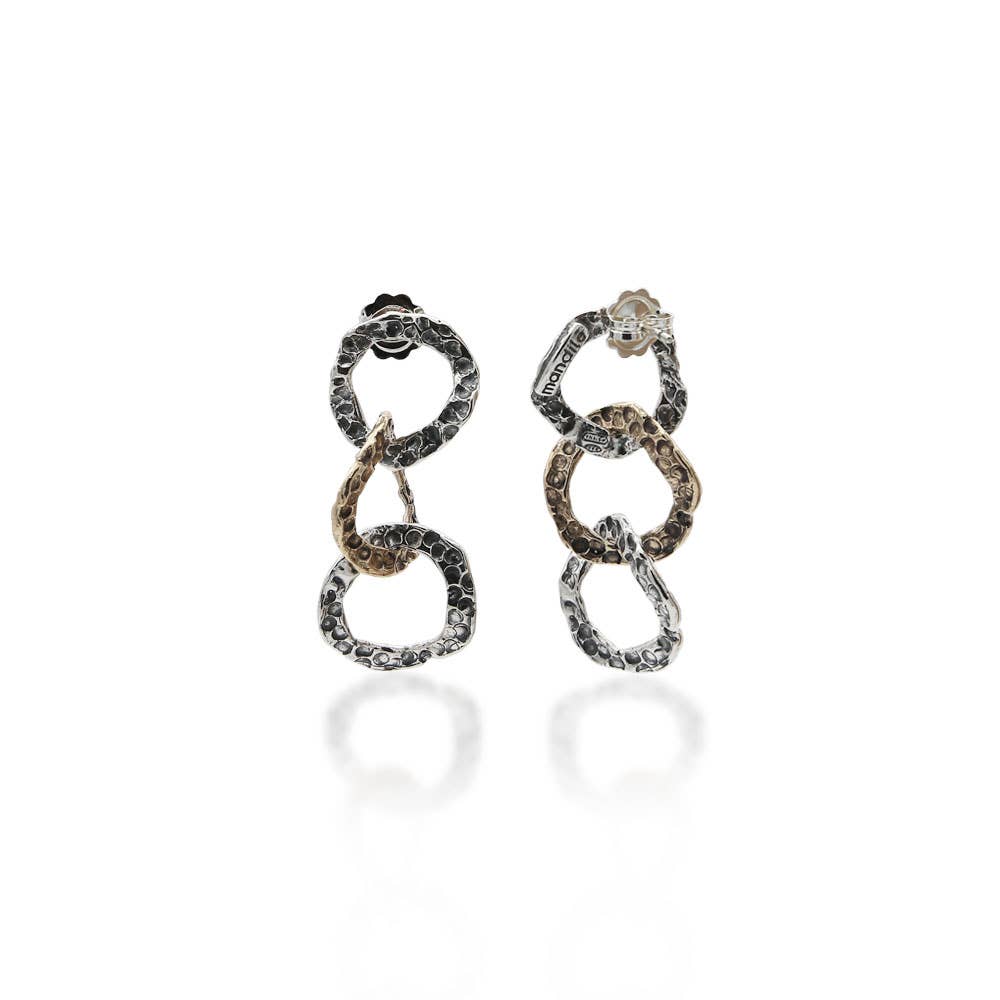 Mandile Gioielli – Brincos de argola por atacado – Brincos pendentes de três círculos prata e bronze 925 (Ora063b)2