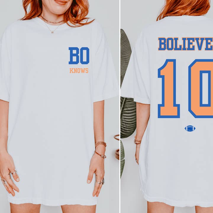 Bo Knows Bo Nix Denver Tee de Football ou Sweat-shirt à Col Rond pour la vente par Swain Co.