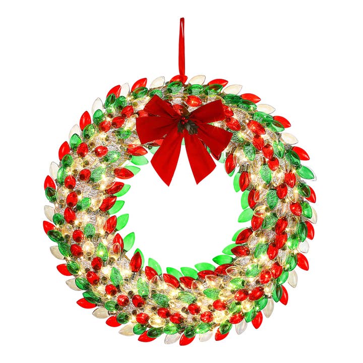 Couronne d'ampoules C9 de 30 po, rouge et verte pour la vente par Mr. Christmas