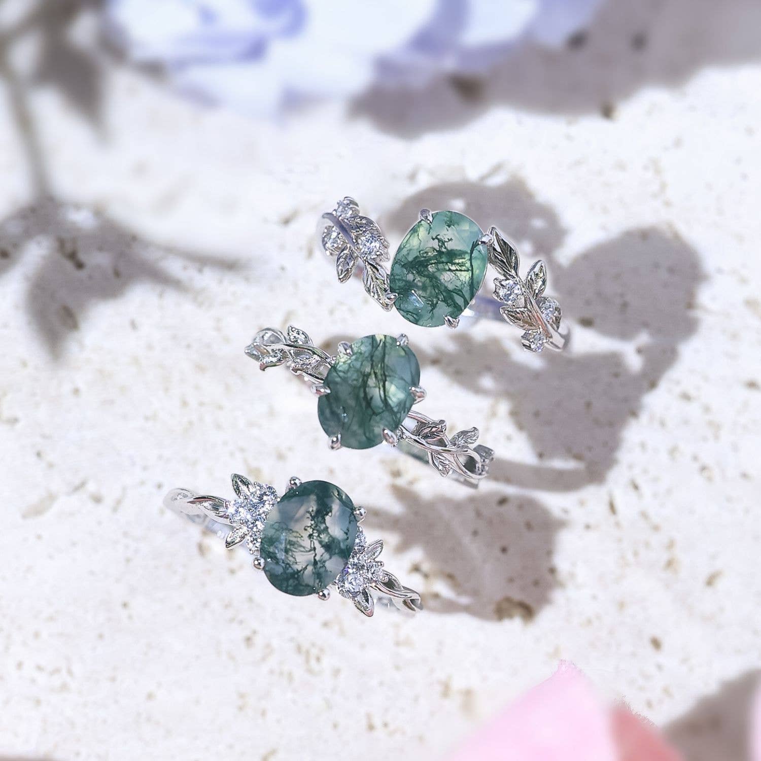 Azura Jewelry – Engroshandel Båndring – Mellem bladet oval mosagatring ©9