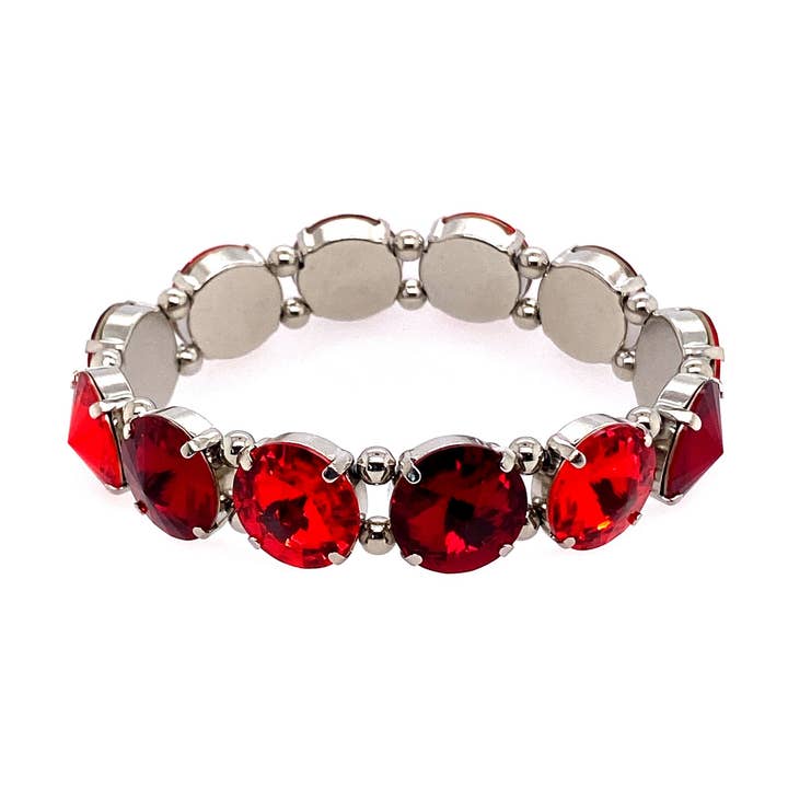 Armbånd elastisk rhodineret lys Swarovski sten Siam/Hellsiam for engroshandel hos Signé