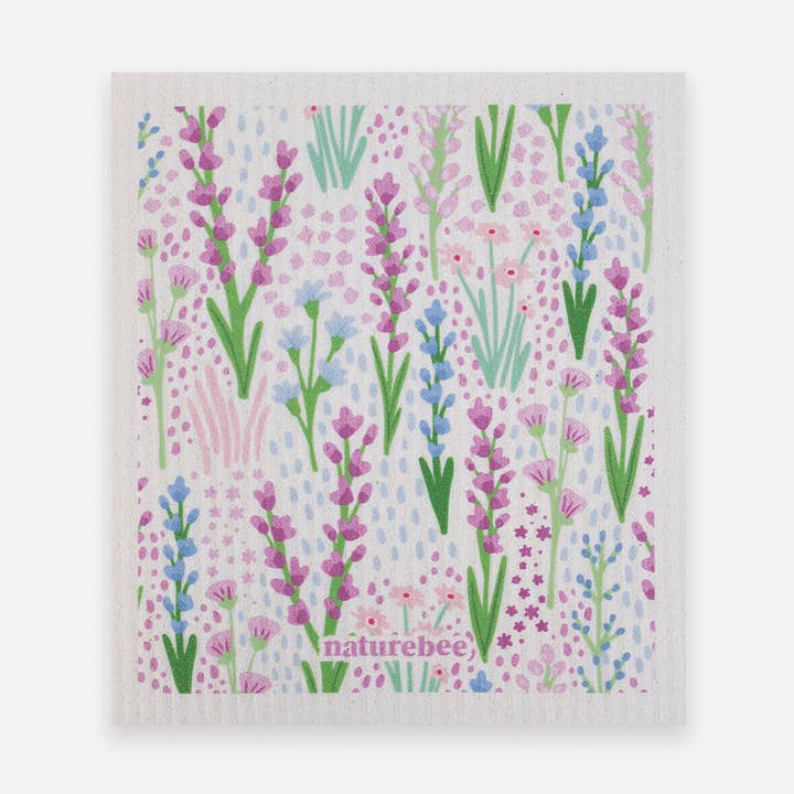 Panno Svedese per Piatti a Spugna Floreale Viola per la vendita all'ingrosso da parte di NATURE BEE