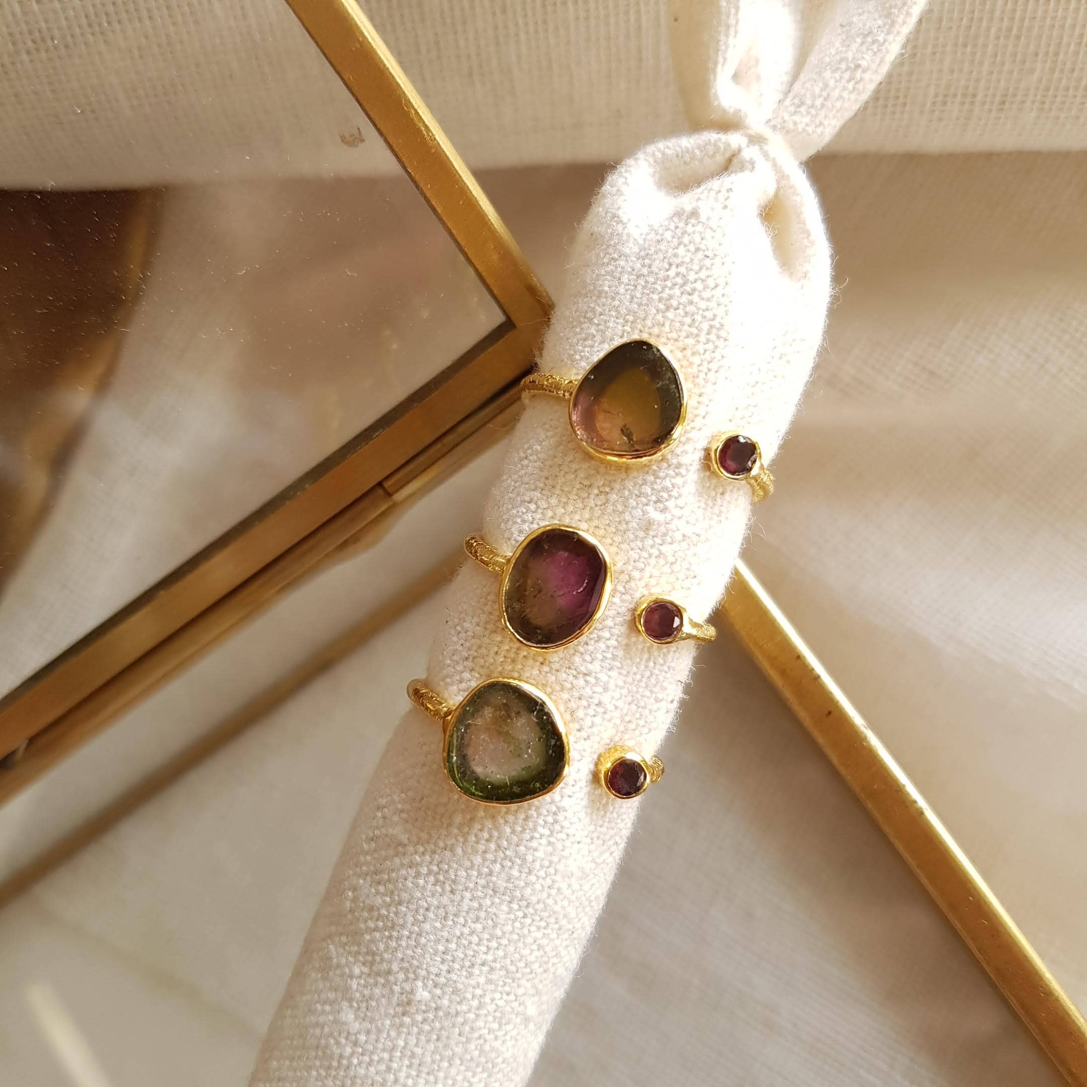 GINANDGER – wholesale Single stone/solitaire ring – MELON TOURMALINE RING - DEVA2