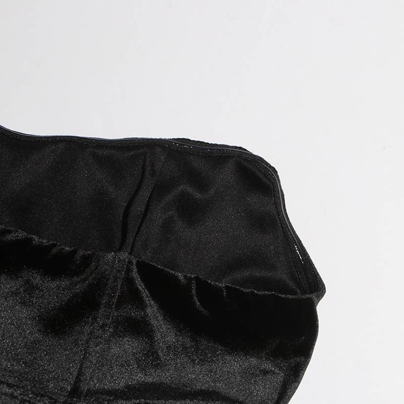 Black DR439 Style Tube Top Dress with 3D Floral Hemline for Women for wholesale on Faire12