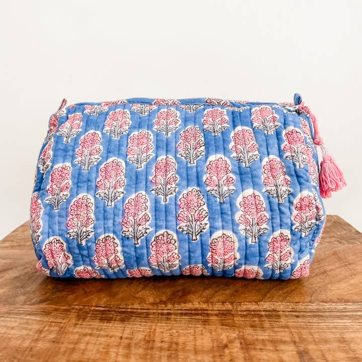 Djupblå blocktryckspåse för wholesale av Kalyana Textiles